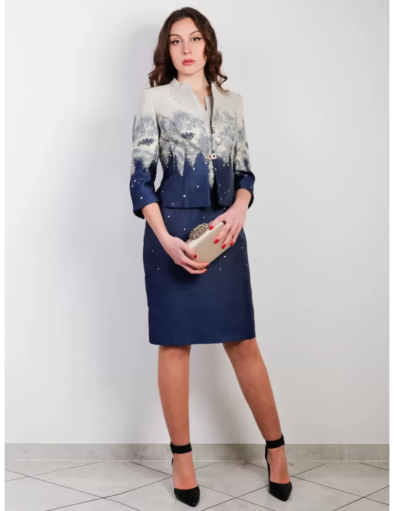 Vestito e giacca oro e blu Sonia Pena Couture 1201028 Vestito e giacca oro e blu Sonia Pena Couture 1201028