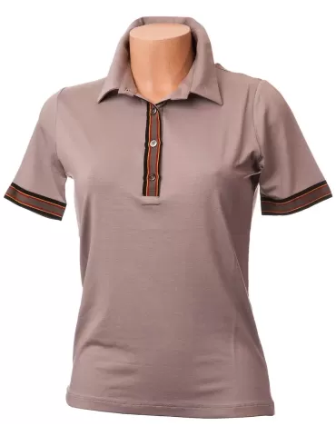 Maglia polo beige a maniche...