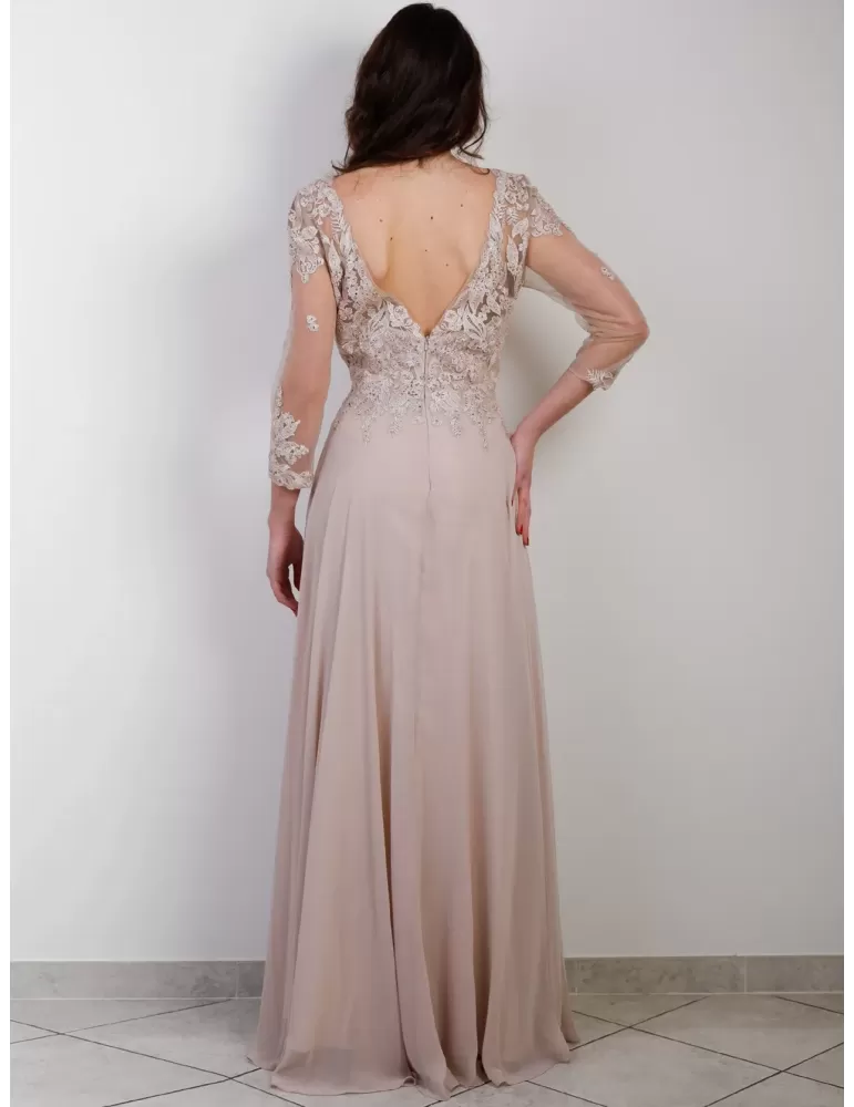 Stunning plus size Pink chiffon large lace dress with rhinestones