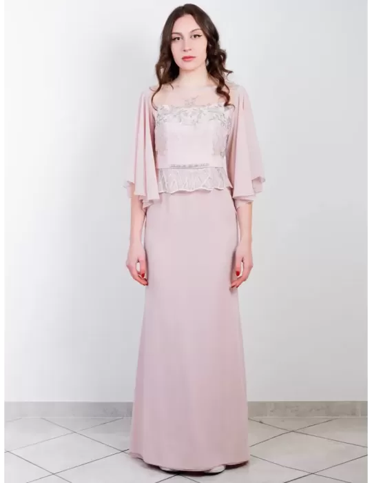Sonia Pena 1170078 green chiffon long evening dress with mesh lace top Sonia Pena 1170078 green chiffon long evening dress with mesh lace top