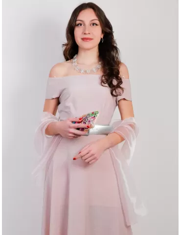 Abito lungo lurex rosa scollatura omero Miss Sonia Pena 1203018 2