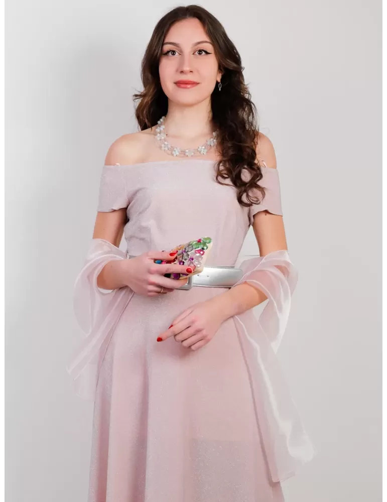 Abito lungo celeste con spacco Miss Sonia Pena 1203018