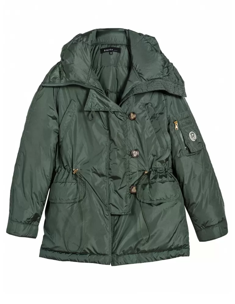 Cappotto giubbotto parka piumino verde Anankè by Fuego Woman Cappotto giubbotto parka piumino verde Anankè by Fuego Woman