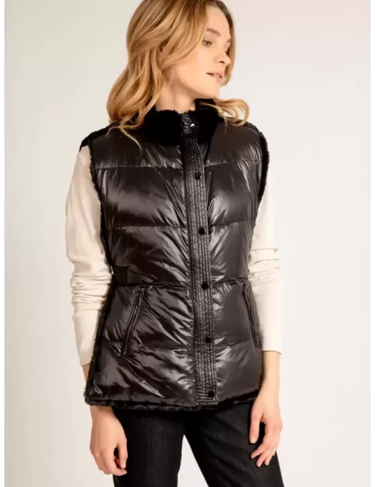 Fuego Woman - Gilet piumino nero con pelliccia fino alla 54 Fuego Woman - Gilet piumino nero con pelliccia fino alla 54