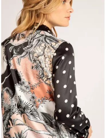 Fuego Woman White and blue printed silk shirt 2