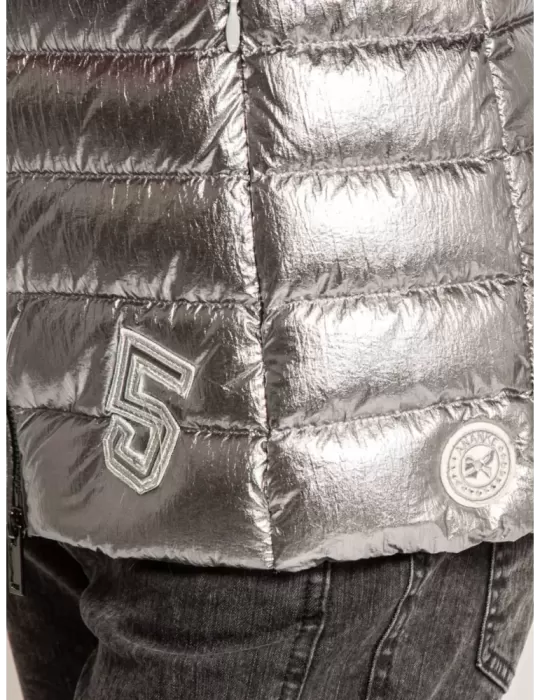 Ananke by Fuego Woman silver down waistcoat with fur