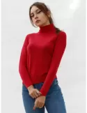 Shop online Italian knitwear - Red finest merino turtleneck sweater