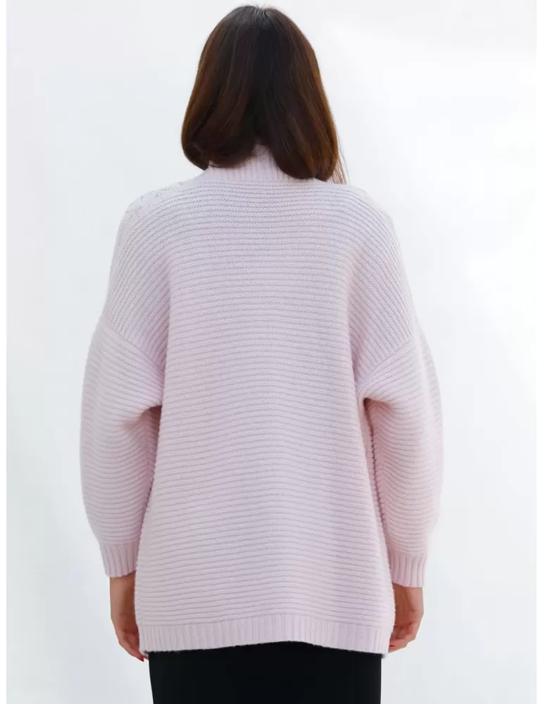 Piero Moretti plus size long knitted pink cashmere cardigan jacket