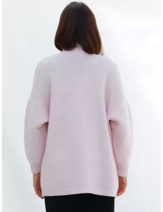 Piero Moretti plus size long knitted pink cashmere cardigan jacket