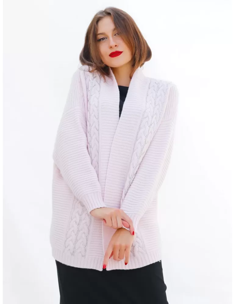 Piero Moretti plus size long knitted pink cashmere cardigan jacket Piero Moretti plus size long knitted pink cashmere cardigan jacket