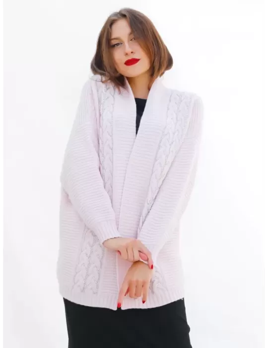 Piero Moretti plus size long knitted pink cashmere cardigan jacket Piero Moretti plus size long knitted pink cashmere cardigan jacket