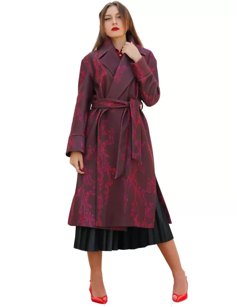 Maesta Milano bordeaux and purple gown long coat Maesta Milano bordeaux and purple gown long coat