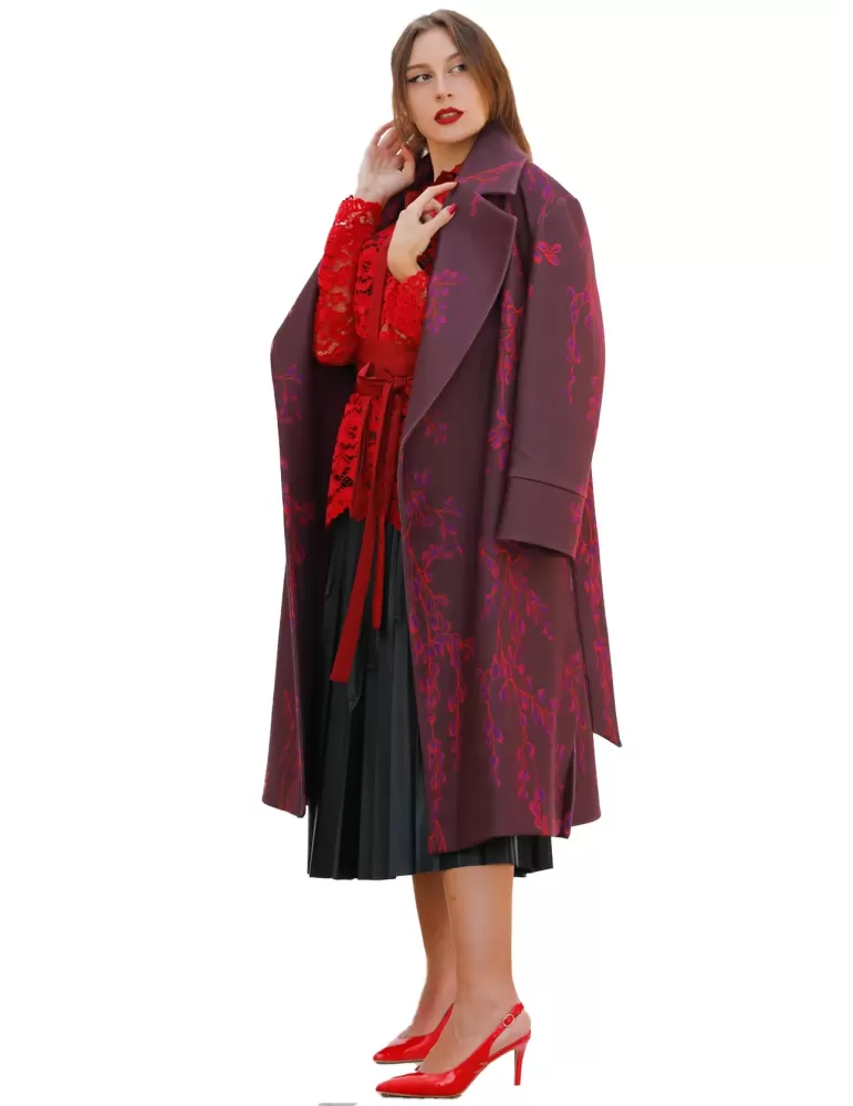 Maesta Milano | Bordeaux and purple gown long coat elegant
