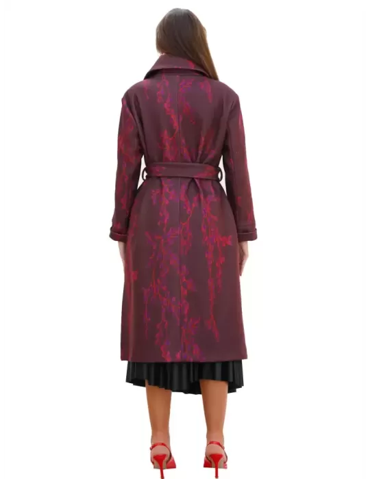 Maesta Milano | Bordeaux and purple gown long coat elegant