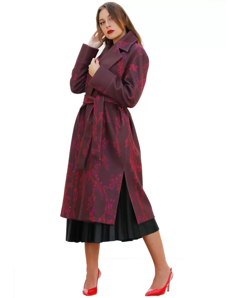 Maesta Milano bordeaux and purple gown long coat