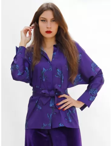 Purple printed silk kimono...