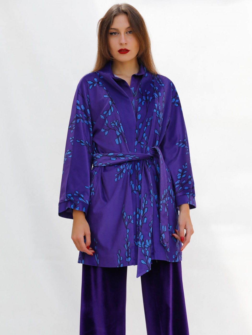 Giacca kimono velluto viola...