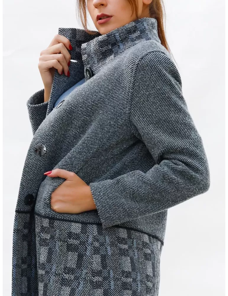 Aldo Colombo - Cappotto blu pura lana merino punto Milano