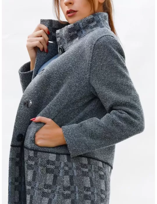 Cappotto maglia di lana nero bordeaux e marrone Aldo Colombo