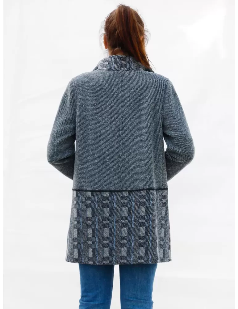 Aldo Colombo - Cappotto blu pura lana merino punto Milano