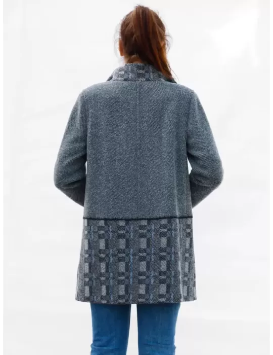 Cappotto maglia di lana nero bordeaux e marrone Aldo Colombo