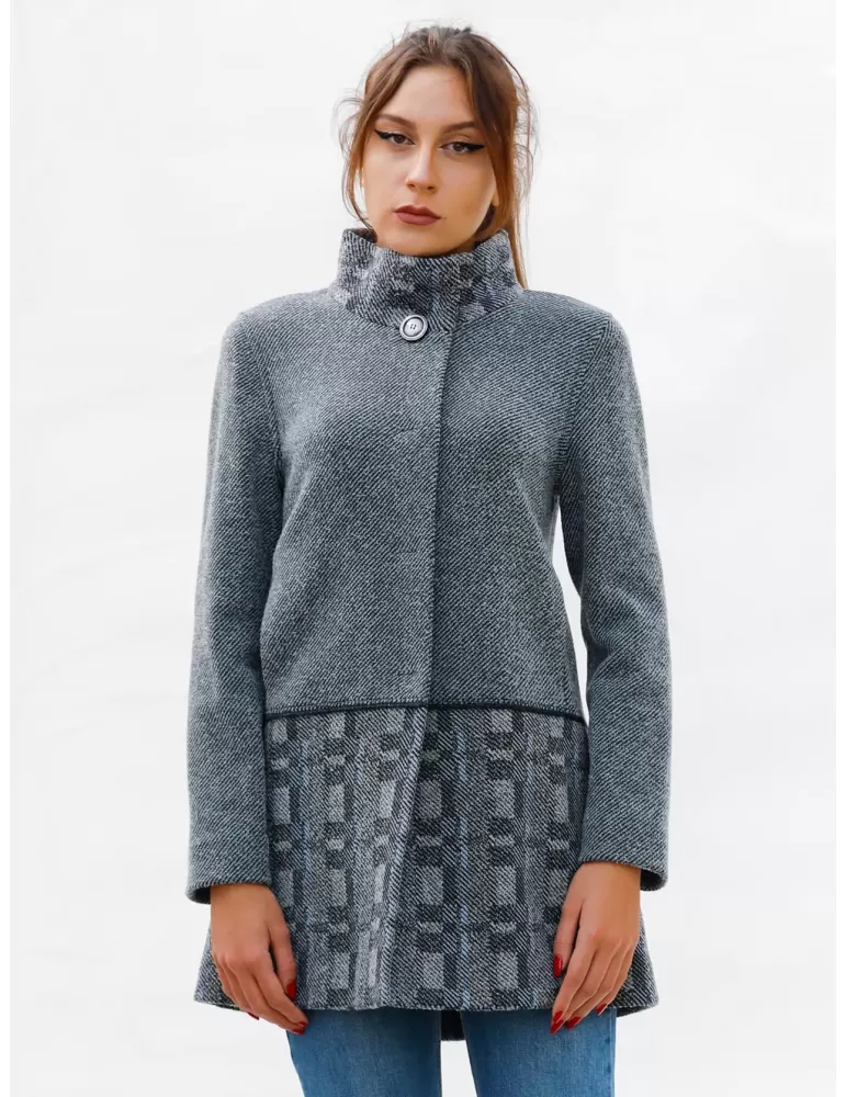 Aldo Colombo Plus size knitted wool light blue grey coat long jacket Aldo Colombo Plus size knitted wool light blue grey coat long jacket