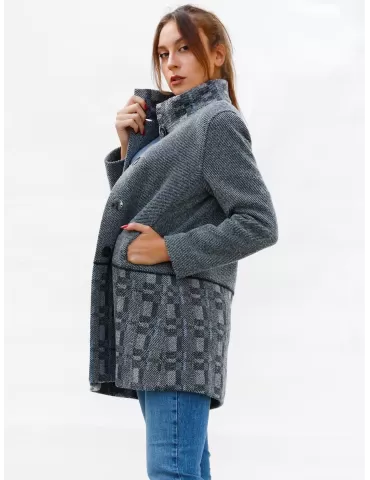 Cappotto maglia di lana nero bordeaux e marrone Aldo Colombo 2