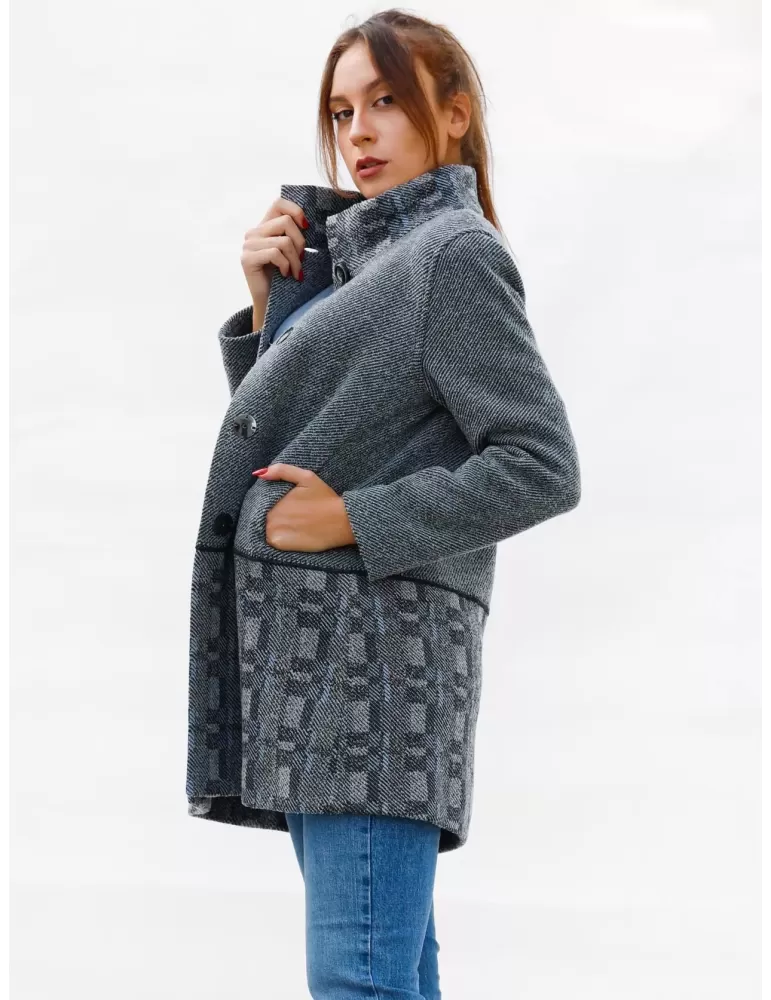 Aldo Colombo Plus size knitted wool light blue grey coat long jacket