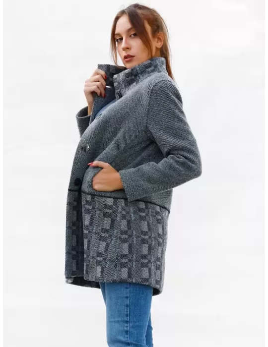 Cappotto maglia di lana nero bordeaux e marrone Aldo Colombo