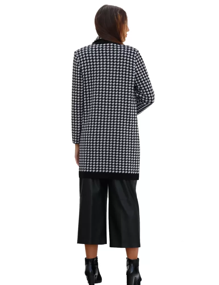 Aldo Colombo black and white houndstooth wool coat