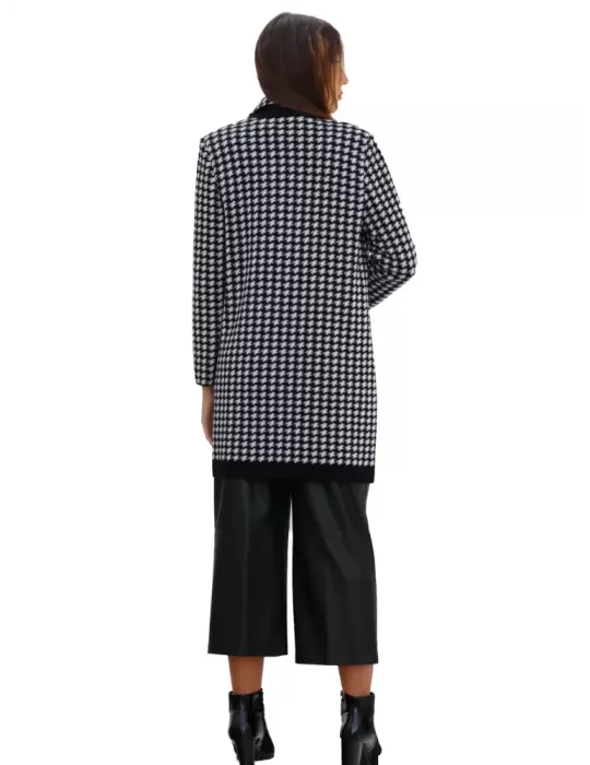 Cappotto pied de poule bianco e nero Aldo Colombo fino alla taglia 52