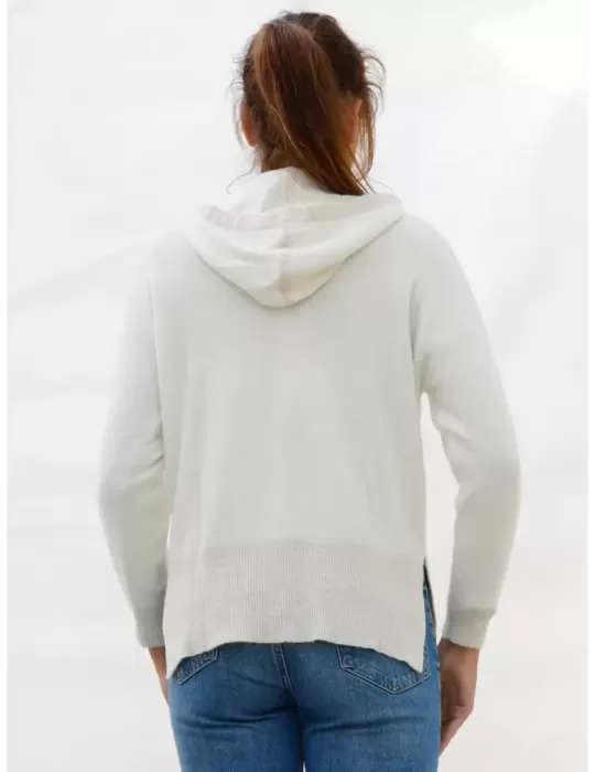 Fuego Woman plus size | Hoodie white wool and gold lurex track jacket