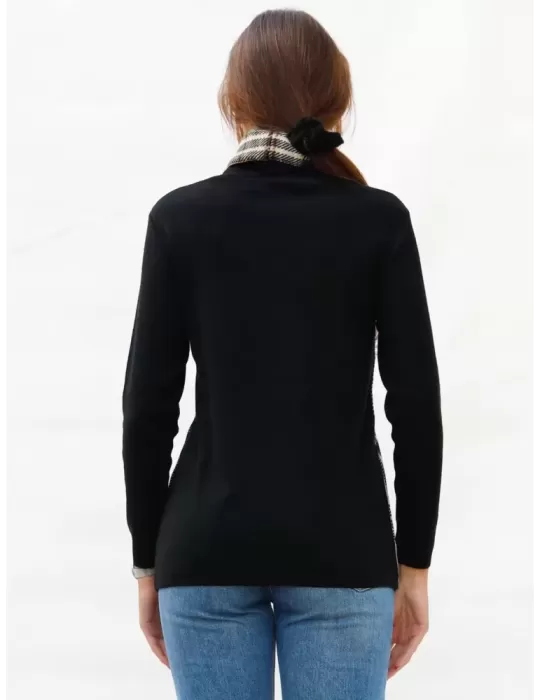Francesca Mercuriali Italy | Tartan beige wool turtleneck sweater