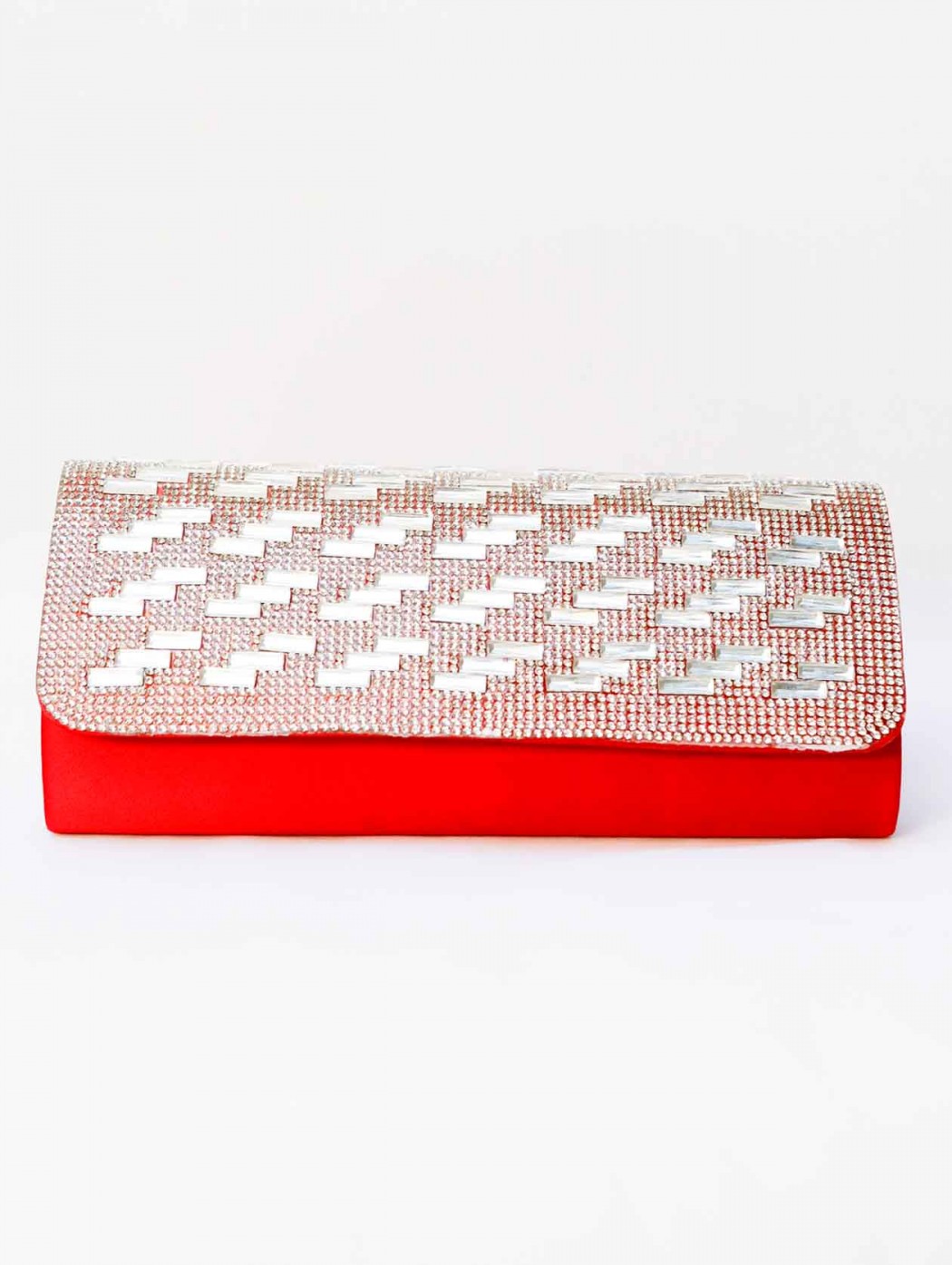 Anna Cecere bags | Red silk clutch evening bag with rhinestones
