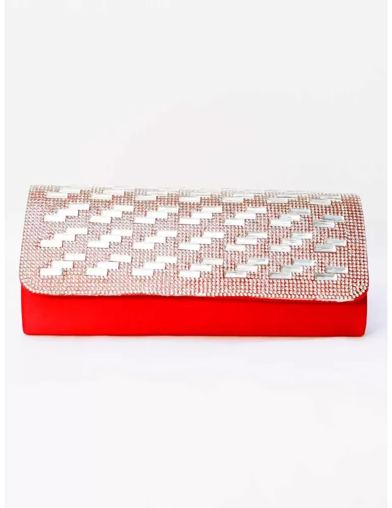 Anna Cecere bags | Red silk clutch evening bag with rhinestones Anna Cecere bags | Red silk clutch evening bag with rhinestones
