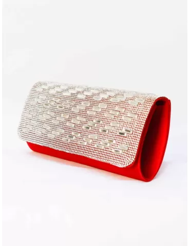 Anna Cecere bags | Red silk clutch evening bag with rhinestones 2