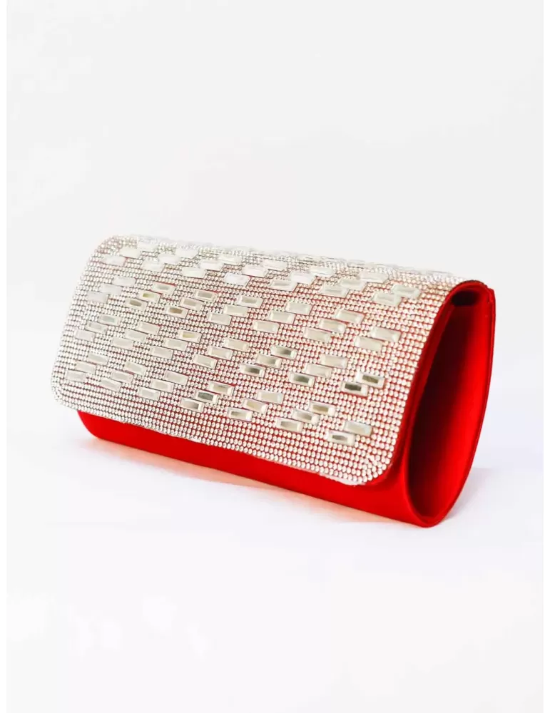 Anna Cecere pochettes | Borsa di raso rosso con strass aca432