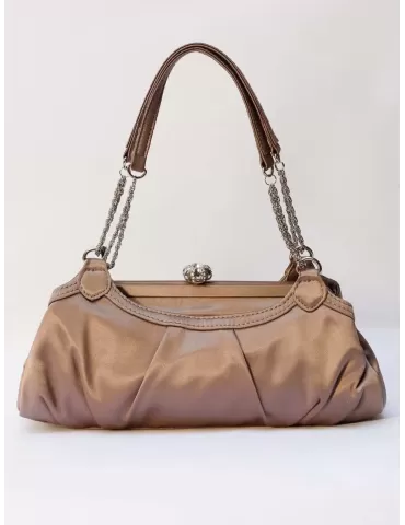 Anna Cecere blue satin clutch evening bag with jewel acx416