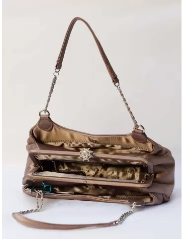 Anna Cecere pochettes | Borsa cerimonia capiente raso tortora acx416 2