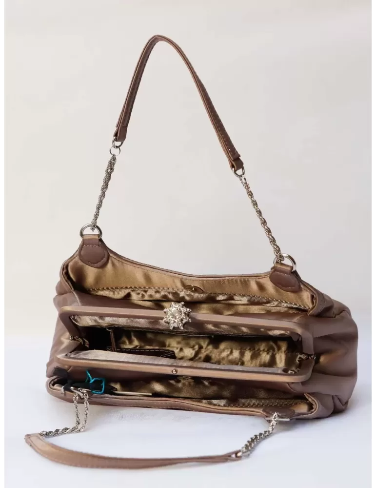 Anna Cecere pochettes | Borsa cerimonia capiente raso tortora acx416