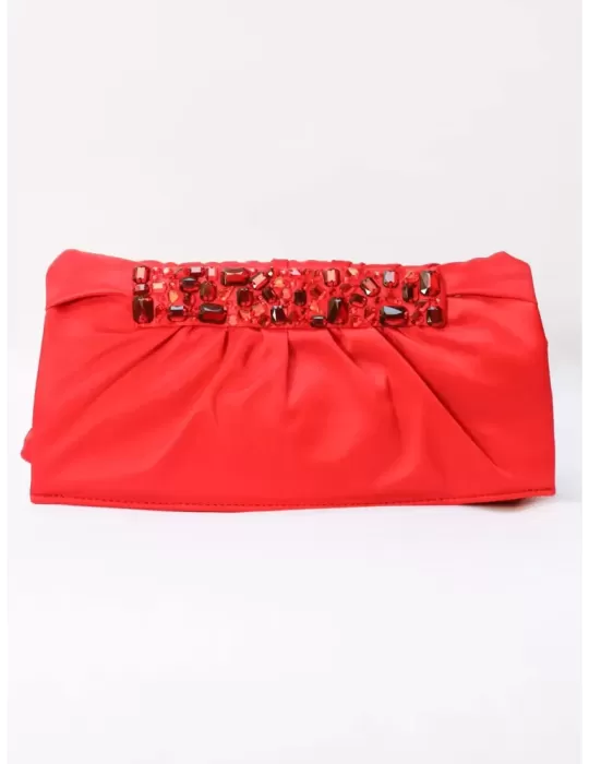 Anna Cecere blue satin clutch evening bag with jewel acx416 Anna Cecere blue satin clutch evening bag with jewel acx416
