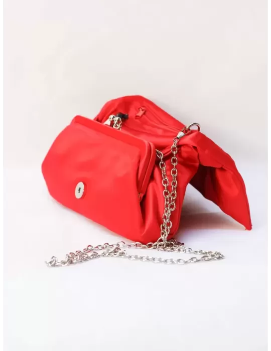 Anna Cecere blue satin clutch evening bag with jewel acx416