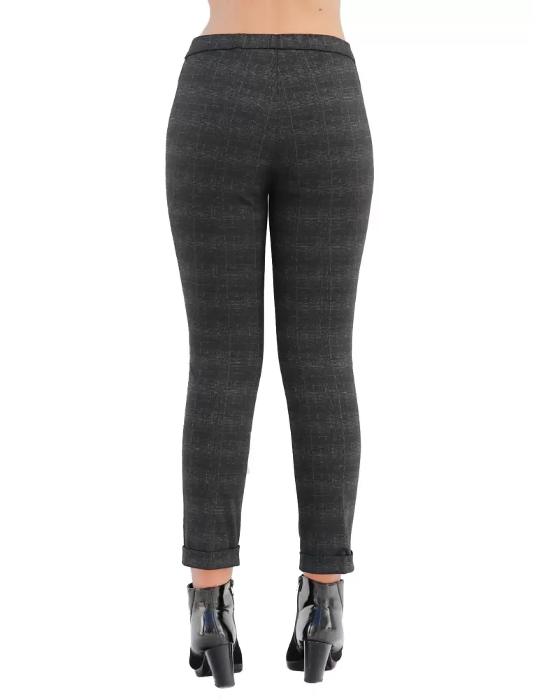 Finest Italian plus size grey tartan scottish jersey trousers by Elgi