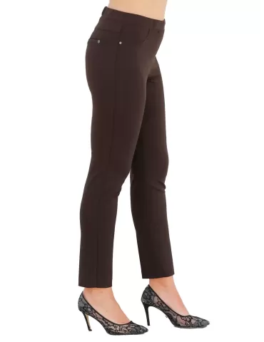 Elgi brown thick jersey trousers | Buy Italian plus size clothing 2