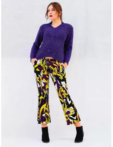 Maesta Milano Italian Fashion | Maglione viola grosso con lurex 2