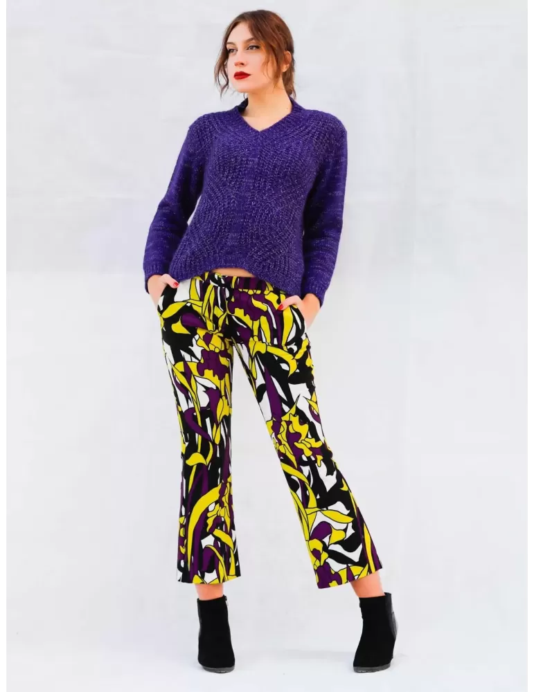 Maesta Milano purple chunky jumper sweater with lurex thread