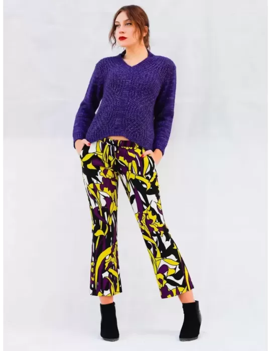 Maesta Milano purple chunky jumper sweater with lurex thread