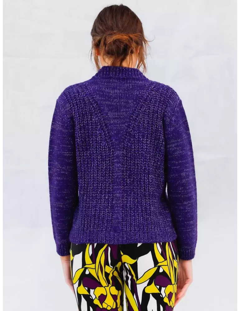 Maesta Milano purple chunky jumper sweater with lurex thread