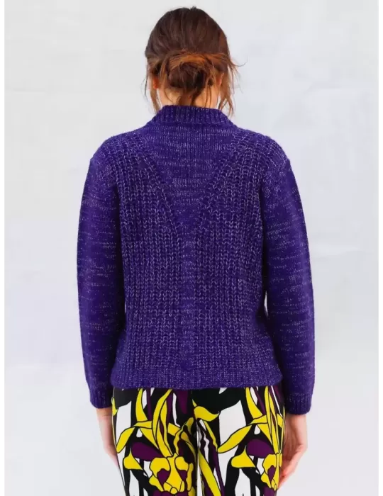 Maesta Milano purple chunky jumper sweater with lurex thread