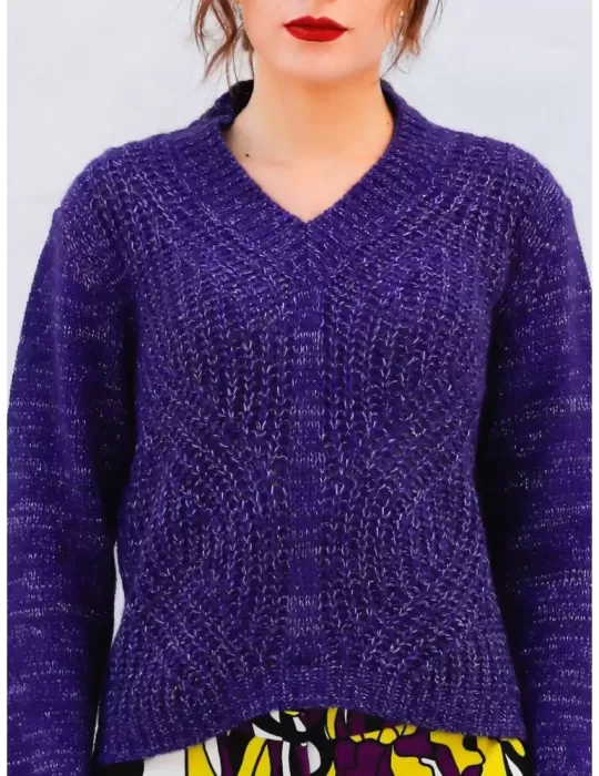 Maesta Milano purple chunky jumper sweater with lurex thread